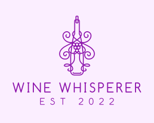 Sommelier - Purple Wine Grape Bottle logo design
