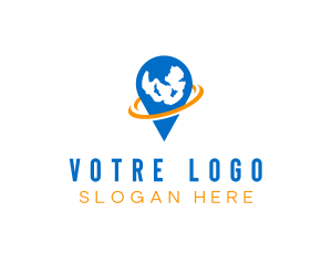 Swoosh - Pin Location Globe logo design