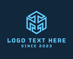 Digital - Geometric Cube Letter M logo design