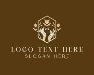 Stylish Hands Flower logo design