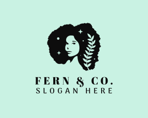 Leaf Afro Woman logo design