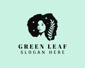 Leaf Afro Woman logo design