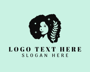 Hair - Leaf Afro Woman logo design