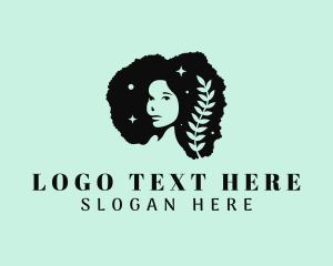 Leaf Afro Woman Logo