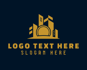 Hostel - Golden Building Realtor logo design