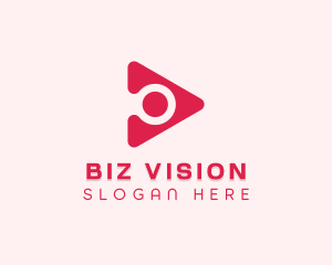 Magnifying Glass Play Button logo design