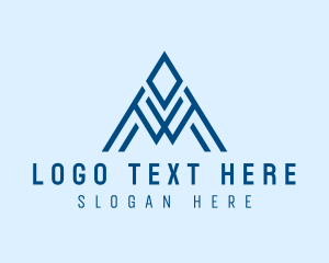 Blue - Professional Business Letter A Outline logo design