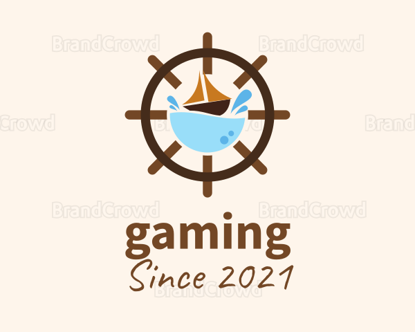 Marine Sailing Wheel Logo