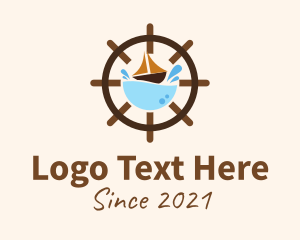 Fisherman - Marine Sailing Wheel logo design