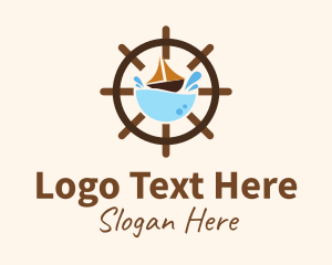 Marine Sailing Wheel Logo