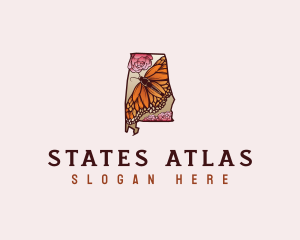 Alabama Butterfly Floral logo design