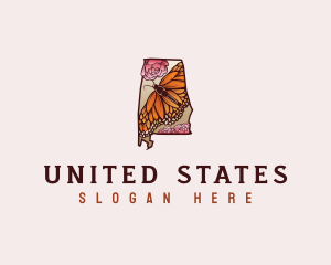 Alabama Butterfly Floral logo design