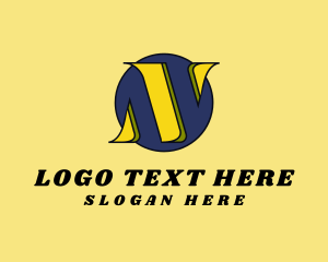 Circle - Retro Initial Letter N logo design