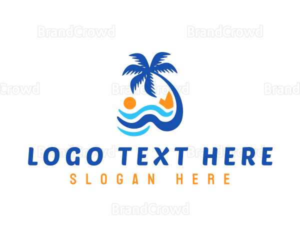 Palm Tree Summer Beach Logo