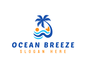 Palm Tree Summer Beach logo design