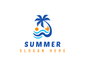 Palm Tree Summer Beach logo design