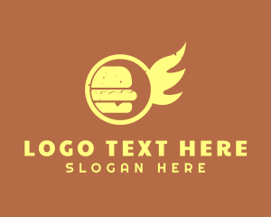 Fast Food - Yellow Burger Wings logo design