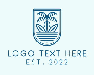 Palm Tree - Summer Beach Surfing logo design