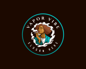 Woman Smoking Vapor logo design