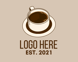Hot Coffee - Dark Coffee Line Art logo design