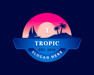 Beach Resort Travel Destination logo design