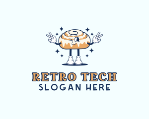 Retro Cinnamon Roll logo design