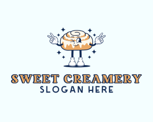 Retro Cinnamon Roll logo design