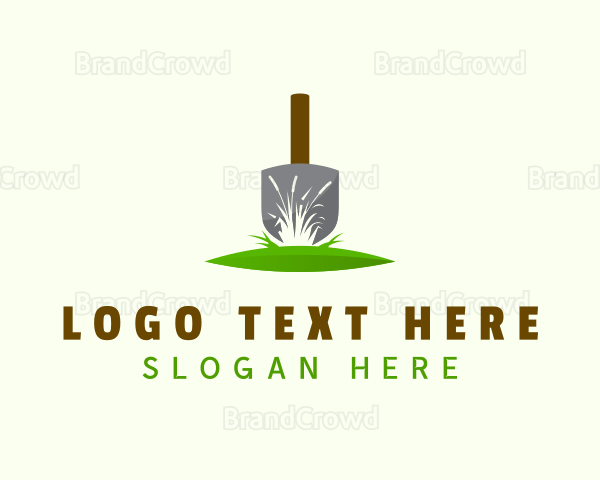 Grass Shovel Gardening Logo