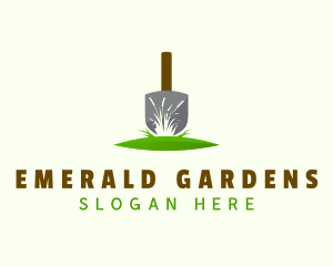 Grass Shovel Gardening logo design