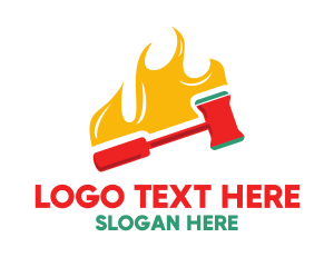 Fireman - Flaming Red Gavel logo design