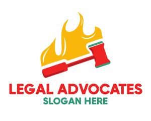 Flaming Red Gavel logo design