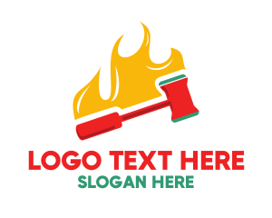 Law - Flaming Red Gavel logo design