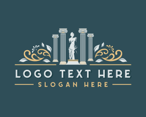 Pillar - Greek Woman Pillar Statue logo design