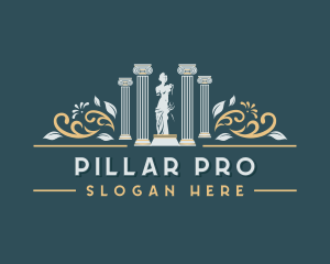 Greek Woman Pillar Statue logo design