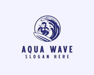 Monkey Surfing Waves logo design