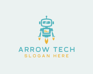 Tech Flying Robot logo design