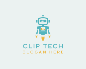 Tech Flying Robot logo design