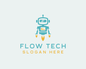 Tech Flying Robot logo design