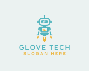 Tech Flying Robot logo design