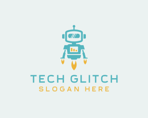 Tech Flying Robot logo design