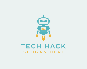 Tech Flying Robot logo design