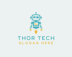 Tech Flying Robot logo design