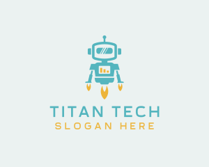 Tech Flying Robot logo design