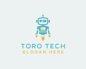 Tech Flying Robot logo design