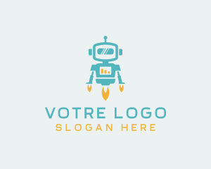 Preschool - Tech Flying Robot logo design