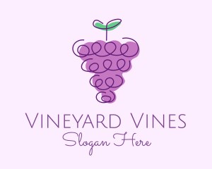 Grapevine - Grape Fruit Line Art logo design