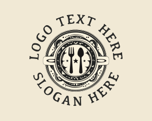 Vintage - Organic Kitchen Food Plate logo design