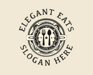 Organic Kitchen Food Plate logo design