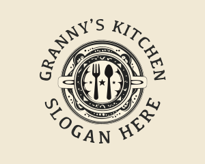 Organic Kitchen Food Plate logo design