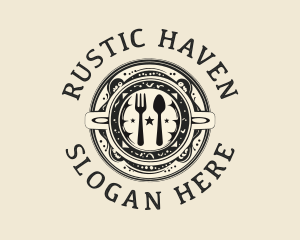 Organic Kitchen Food Plate logo design